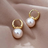 Flytonn-New Simple Celebrity Style Gold Color Pearl Drop Earrings for Woman Korean Fashion Jewelry Wedding Girl's Sweet Accessories