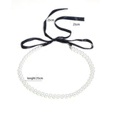 Flytonn Flytonn Accessories Fashion Imitation pearl  Beaded Clavicle Chain Long Ribbon Bow-knot Choker Short Neck jewelry