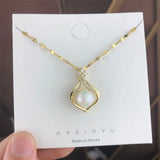 Flytonn Exquisite Fashion Mermaid Pearl Necklace Retro Dinner Light Luxury Versatile Stainless Steel Clavicle Chain