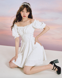 FLYTONN-spring summer dress Vacation photography outfits Baroque Jacquard Lace Dress ~