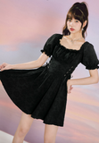 FLYTONN-spring summer dress Vacation photography outfits Baroque Jacquard Lace Dress ~