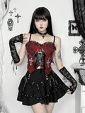 Flytonn Emo Alt Mall Gothic Skirt Women Streetwear Harajuku Cyber Punk Y2k Grunge Rive Lace-up High Waist A-line Skirt Clubwear