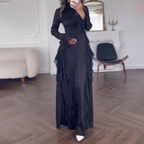 Flytonn-Autumn Bodycon Maxi Dresses for Women Ruffles Flare Sleeves O-neck Wedding Evening Party Dress Slim Prom Robe Vestidios New