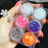 Flytonn 6-color Sequined Gel Cream Eyeshadow Palette Glitter Diamond Eye Makeup Hair Body Face Glitter Gel Art Flash Loose Sequins Cream