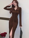 Women Dress Long Maxi Oversize Vestidos Elastic Bodycon Womens Dresses Spring Evening Female Vintage Sexy Slim Skinny Winter