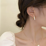 Flytonn-Unusually Designed White Enamel MMetal Patchwork Irregular Heart-shaped Earrings for Women 2024 Fashion Jewelry At Halloween