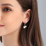 Flytonn-Korean Elegant Zircon Flower Hoop Earrings for Women Girls Fashion Metal Chain Boucle D'oreille Oorbellen Jewelry
