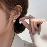 Flytonn-New Design Irregular U-shaped Gold Color Stud Earrings for Woman Korean Crystal Fashion Jewelry Unusual Accessories Girls