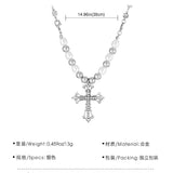 Flytonn Flytonn Men's Rhinestone Pearl Cross Necklace Metal Punk Clavicle Chain Sweater Chain Party Fashion Jewelry Accessories Gift