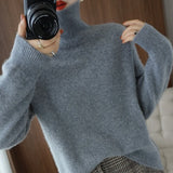 Flytonn-100% pure cardigan women turtleneck pullover thin loose sweater sweater sweater sweater sweater sweater sweater thick