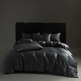 Cifeeo-Luxury Dark Gray Bedding Set Lyocell Eucalyptus Fiber Soft Silky Duvet Cover Bed Sheet Pillowcases