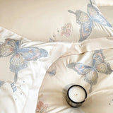 Cifeeo-Luxury Butterfly Embroidery Bedding Set 800TC Egyptian Cotton Quilt/Duvet Cover Flat/Fitted Bed Sheet Pillowcases Home Textiles