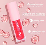 Flytonn- Fruit Color Changing Lip Gloss Strawberry Cherry Lip Balm Natural Lasting Moisturizing Reduce Lip Lines Jelly Plump Lips Care