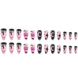 Flytonn-Halloween Nails 24pcs Halloween Pink Wearing Nails Detachable French Ballerina Nails Art Press on Nails Almond Fake Nails cartoon False Nails