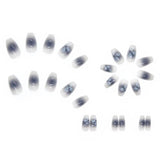 Flytonn- 24pcs/pack Blue Gradient Camellia False Nails Short Ballet Fake Nail Ultra-thin Manicure Nail With Wearing Tool