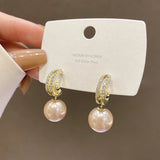 Flytonn-Korean Style Rhinestone Pearl Earrings for Women Personality Beauty Daily Accessories Party Jewelry Valentine's Day Gift