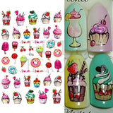 Flytonn Cute Ant Cartoon Nail Sticker Bee Ladybug Succulent Plant Rainbow Slider Manicure Stickers Spring Summer Nail Decoration LEEB168