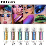 Flytonn 6 Color Shiny Metallic Glossy Face Decorating Liquid Eyeshadow Lipgloss Metallic Lipstick Optical Chameleons Eye Glitter Pigment