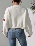 Flytonn-Embroidered short jacket, fashionable knitted sweater for spring, autumn, and winter