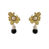 Flytonn-Korean Fashion Sun Flower Pearl Earrings S925 Silver Stud Earrings