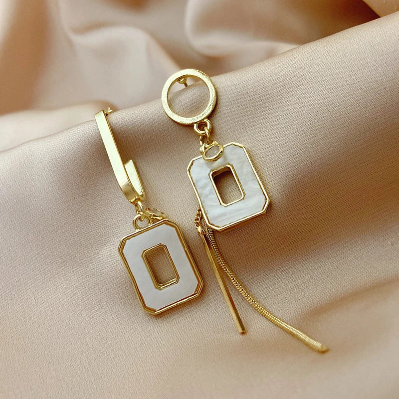 Flytonn-S925 Silver Needle Fashion Statement Earrings 2024 New Design Gold Color Asymmetrical Drop Earrings for Girl Lady Gifts