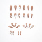 Flytonn- 24Pcs/Box Charming Fake Nails Butterfly Press On Nails Long Sets Ballet Diamond Nail Patch Wearable Full Cover Nail Tips