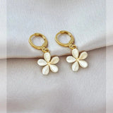 Flytonn-Korean Elegant Cute Opal Flower Hoop Earrings for Women Girls Fashion Metal Circle Boucle D'oreille Jewelry