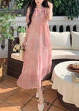 FLYTONN- Style Pink Off The Shoulder Puff Sleeve Chiffon Dress XX059