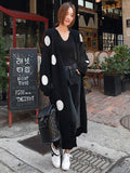 Flytonn-Winter Outfits Christmas Thanksgiving Gift New Year's Eve Outwear Loose Polka-dot Printed Long Cover-up