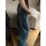 Flytonn-Blue Jeans Women 90s Vintage Personality High Waisted Straight Trouser Streetwear Casual Loose Girl Wide Leg Classic Denim Pants