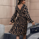 Flytonn-Black Friday Sale - New Women's Printed Long Sleeve Midi Dress