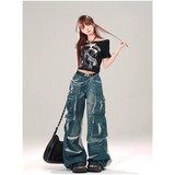 Flytonn-Women's Harajuku Vintage StyleHigh Waist Loose Jeans 2024 Autumn Winter Y2K Pants Wide Leg Baggy Streetwear Denim Trouser