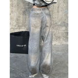 Flytonn-American Retro High Street Casual Overalls Leopard Print Loose Wide Leg Pants For Women Y2k Hip-hop Cargo Grunge Baggy Trousers