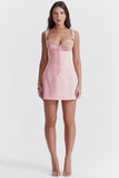 Flytonn- 'Adriana' Rose Satin and Lace Mini Dress