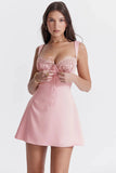 Flytonn- 'Adriana' Rose Satin and Lace Mini Dress