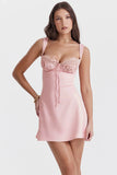 Flytonn- 'Adriana' Rose Satin and Lace Mini Dress