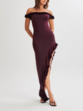 Flytonn- Arielle Off Shoulder Ruffle Midi Dress