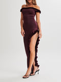 Flytonn- Arielle Off Shoulder Ruffle Midi Dress