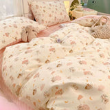 Flytonn-2025 Spring Bedding Set Cute Cartoon Bedding Set Ins Style Duvet Cover Without Comforter Pillowcases Flat Sheet New Arrival Soft Bed Linens