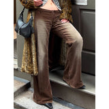 Flytonn-Brown Jeans Women High Waist American Plus Size Wide Leg Pants 90s Vintage Straight Baggy 2000s Denim Trousers Mom Oversize Pant