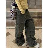 Flytonn-Women's Baggy Green Jeans Vintage Y2k Oversize Denim Trousers Harajuku High Waist Wide Cowboy Pants Trashy 2000s Clothes 2024