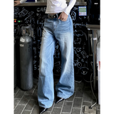 Flytonn-Baby Blue Womens Jeans High Waist Vintage 90s Straight Y2K Baggy Denim Pants Street American Style Casual Wide Leg Denim Trouser