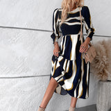 Flytonn-Black Friday Sale - Women's Casual Round Neck Three Quarter Sleeve Midi Dress