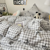 Flytonn-2025 Spring Bedding Set Ins Simple Style Duvet Cover Set with Pillowcases Flat Sheet No Comforter Grey Boys Girls Bedding Kit Single Twin Bed Linens