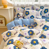 Flytonn-2025 Spring Bedding Set Cute Bear Bedding Set No Filler Ins Korean Style Duvet Cover Pillowcase 2025 New Single Full Size Kids Adult Soft Bed Linen