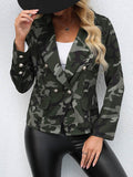 Flytonn-Winter Outfits Christmas Thanksgiving Gift New Year's Eve Outwear Long Sleeves Loose Buttoned Camouflage Pockets Notched Collar Blazer Outerwear