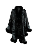 Flytonn-Winter Outfits Christmas Thanksgiving Gift New Year's Eve Outwear Long Sleeves Loose Jacquard Keep Warm Velvet Collarless Cape Shawl