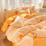 Flytonn-2025 Spring Bedding Set Cute Cartoon Bedding Set Ins Style Duvet Cover Without Comforter Pillowcases Flat Sheet New Arrival Soft Bed Linens