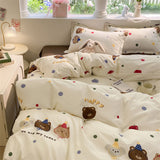 Flytonn-2025 Spring Bedding Set Cute Dinosaur Bedding Set Ins Style Boys Girls Duvet Cover No Filler Pillowcases Flat Sheet Single Queen Size New Bed Linens