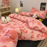 Flytonn-2025 Spring Bedding Set Ins Style Bedding Set Fashion Cream Pastoral Full Queen Size Duvet Cover No Filling Flat Sheet Pillowcase Kit Kawaii